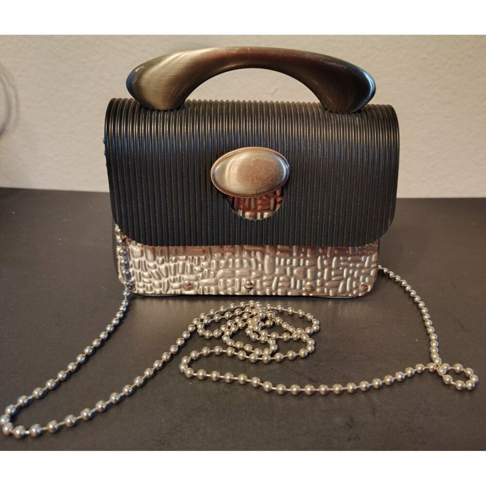 Gloria Gerber Stainless Steel Rubber Purse Crossbody, Industrial Art to Wear